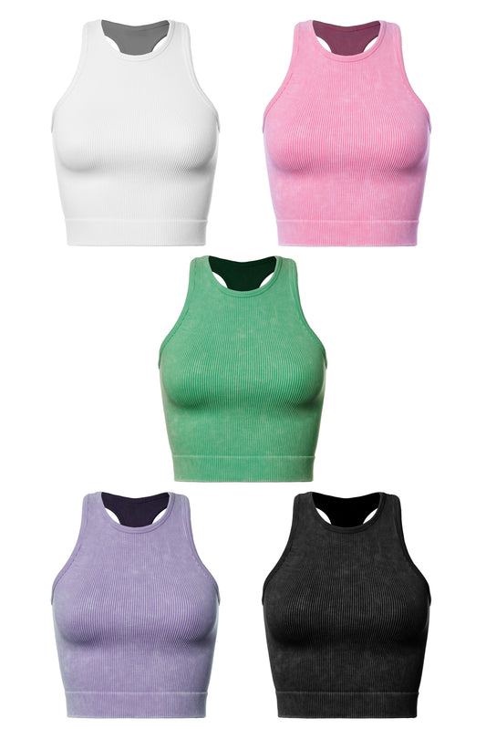 Mineral Ribbed Racerback Crop Tank