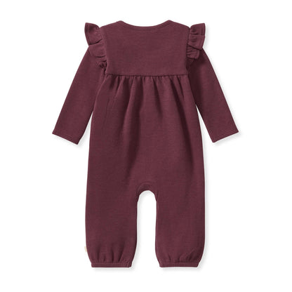 Baby Girls Burt's Bees Thermal Maroon Henley Jumpsuit