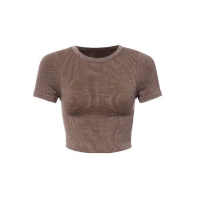 Mineral Waffle Fitted Crop Tee