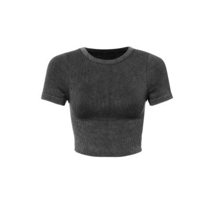 Mineral Waffle Fitted Crop Tee