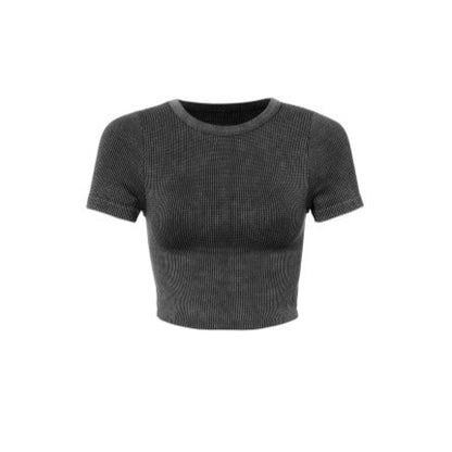 Mineral Waffle Fitted Crop Tee