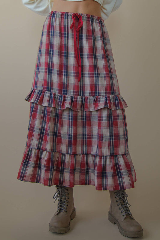 Saffron Plaid Flannel Maxi Skirt