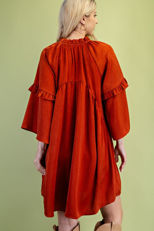 Bellamy Satin Boho Rust Dress