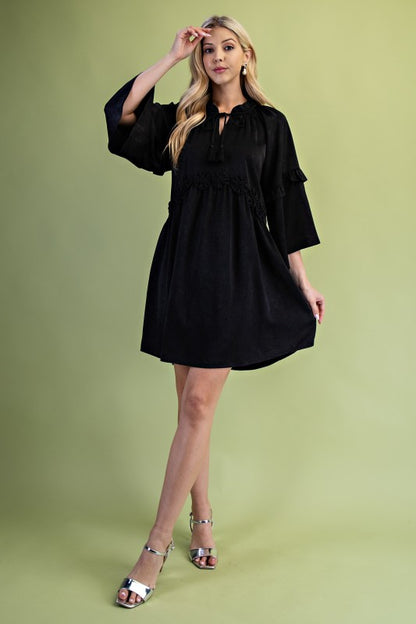 Bellamy Satin Boho Black Dress