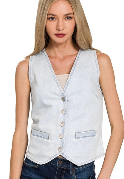 Ultra Light Wash Denim Vest