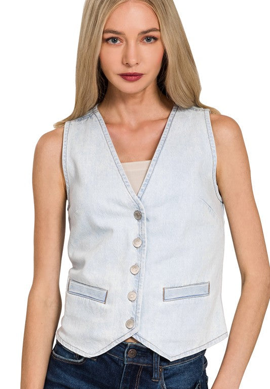 Ultra Light Wash Denim Vest