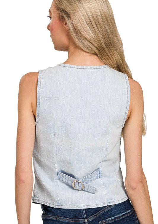 Ultra Light Wash Denim Vest