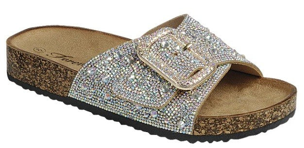 Girls Berk Rhinestone Single Buckle Sandals