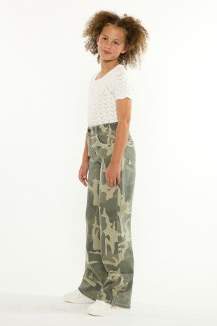 Girls Kancan Kasey Camo Wide Leg Jeans