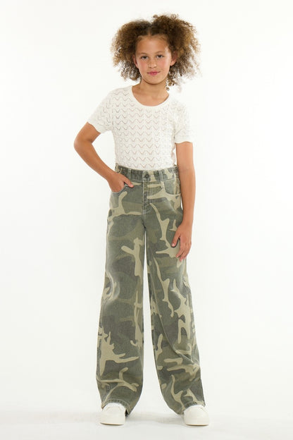 Girls Kancan Kasey Camo Wide Leg Jeans