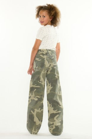 Girls Kancan Kasey Camo Wide Leg Jeans