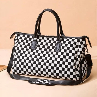 Checkered Travel Black Bag
