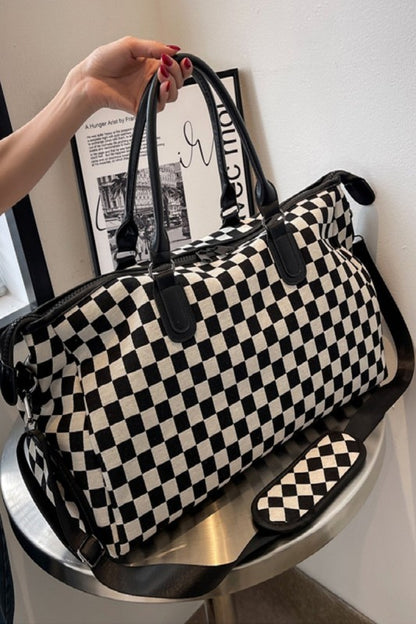 Checkered Travel Black Bag
