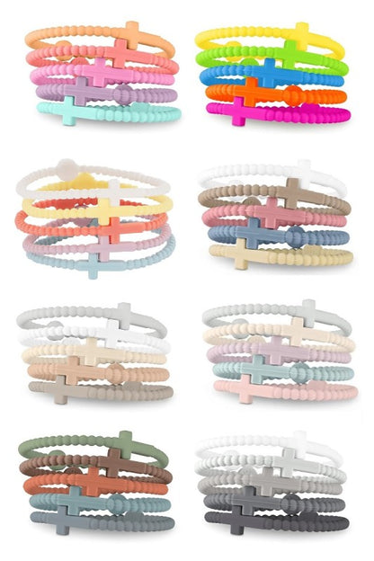 Cross Silicone Bracelet Set