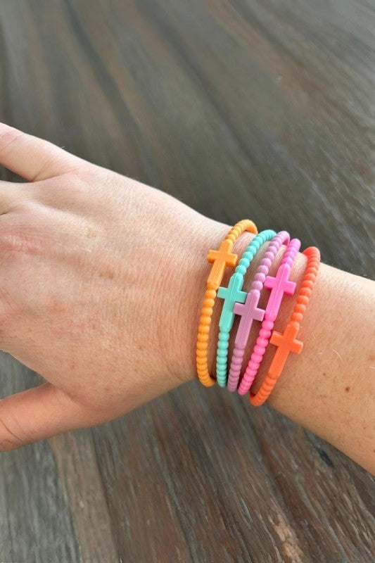 Cross Silicone Bracelet Set