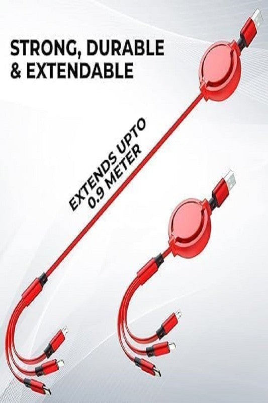 Retractable 3-n-1 Universal Fast Charging Cable