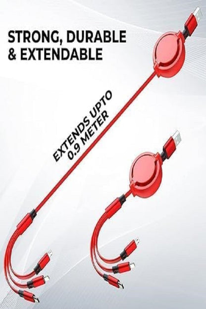 Retractable 3-n-1 Universal Fast Charging Cable