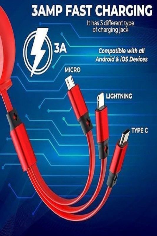 Retractable 3-n-1 Universal Fast Charging Cable
