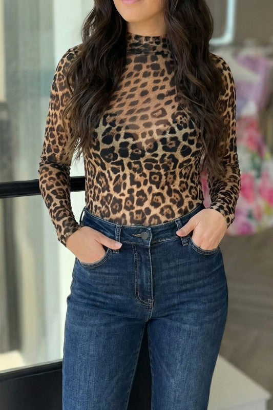 Sybil Leopard Mesh Top