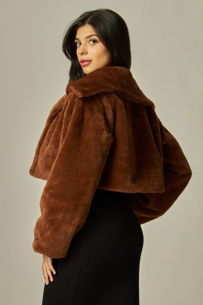 Carmen Cropped Fur Brown Coat