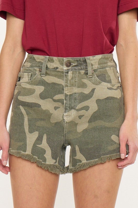 Kancan Camo Frayed Shorts