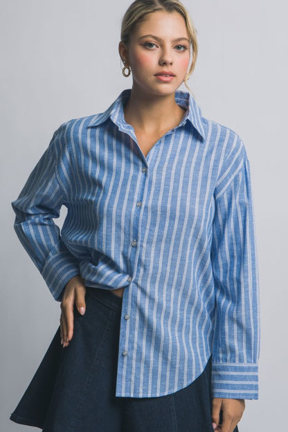Veda Striped Longsleeve Buttondown Top