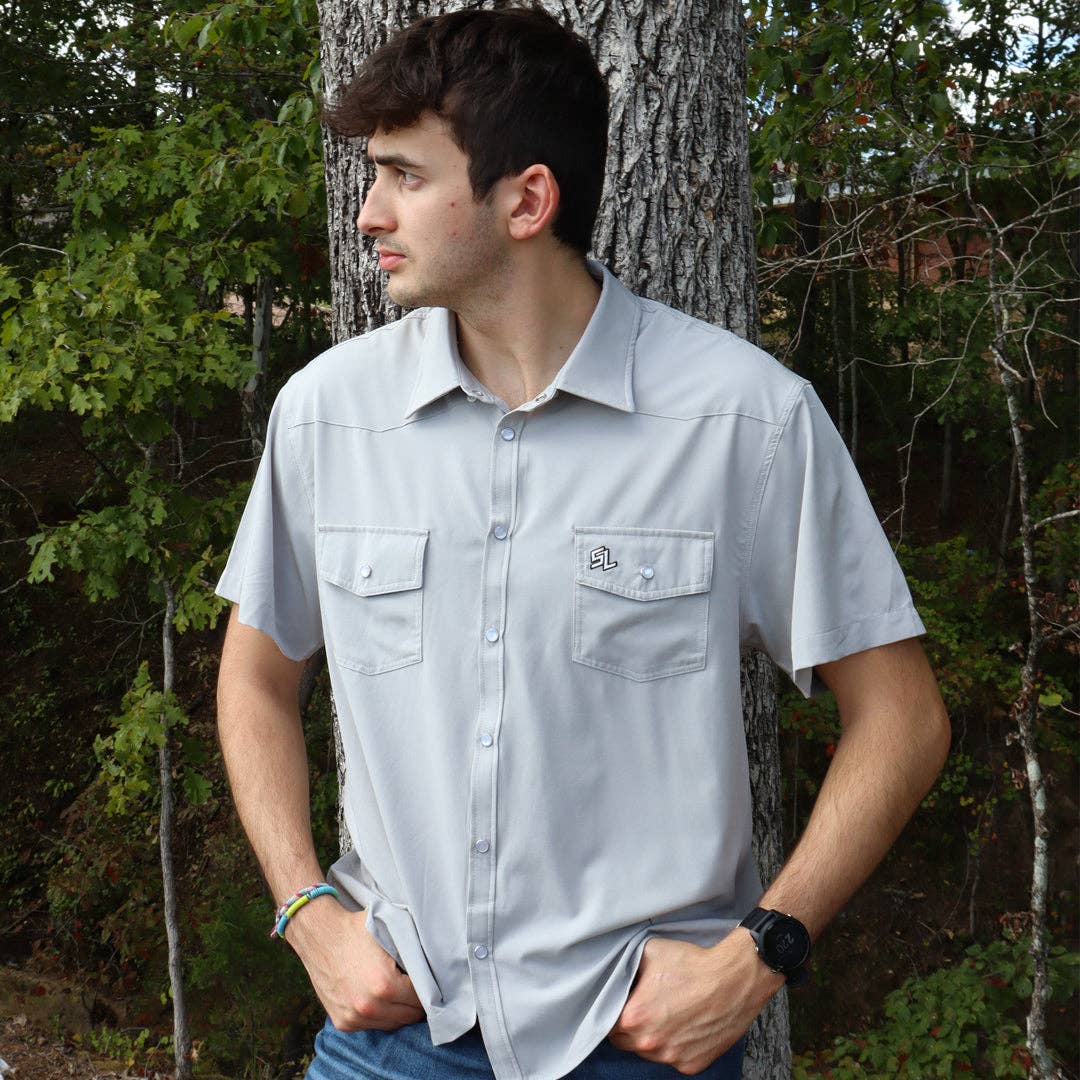 Mens Southern Limit Pearl Snap Ash Grey Shirt