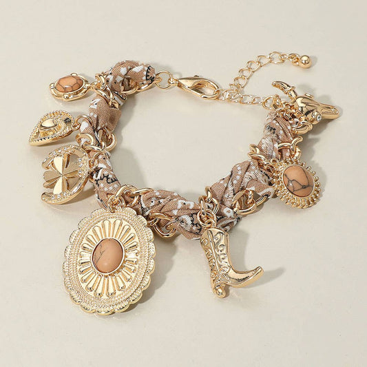 Bluebird Bandana Charm Tan Bracelet