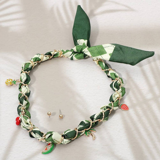 Virginia Scarf Charm Green Necklace