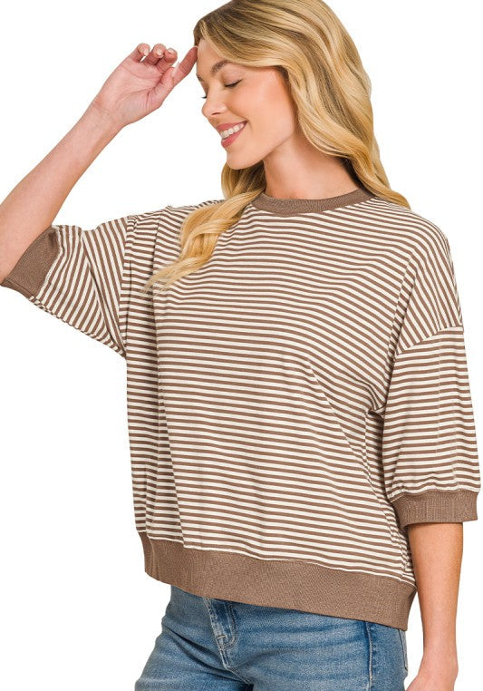 Anna Striped Banded Boxy Top