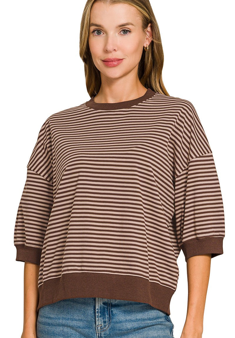 Anna Striped Banded Boxy Top