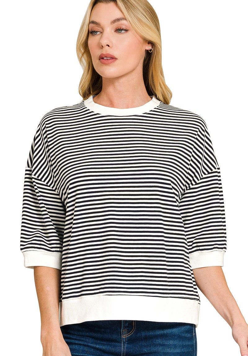 Anna Striped Banded Boxy Top