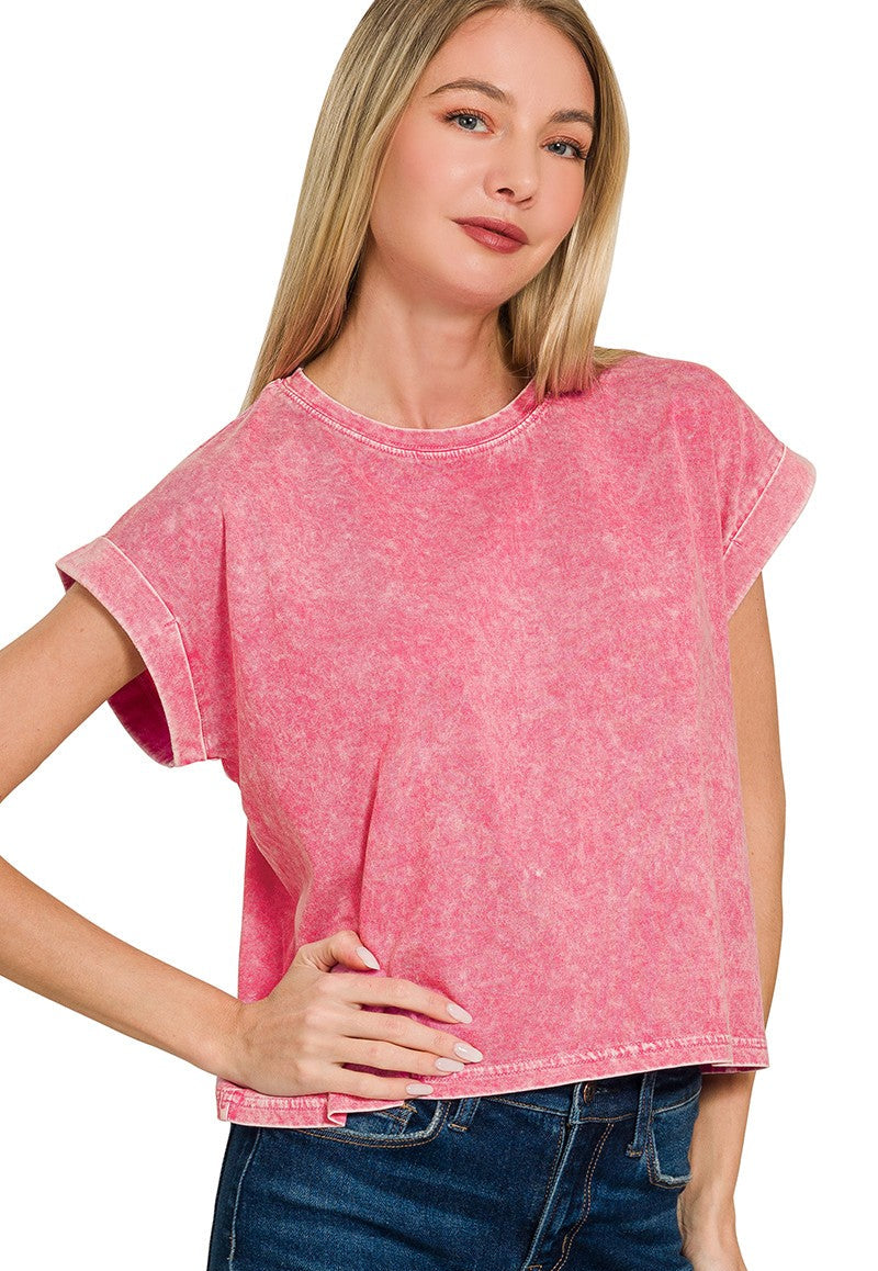 Katelin Mineral Cuffed Sleeve Top