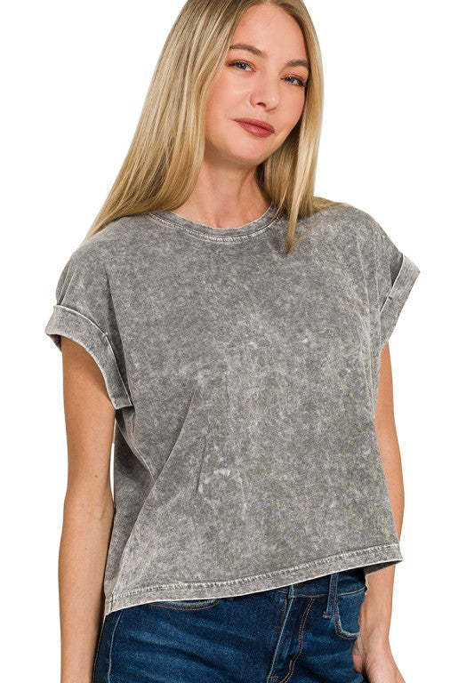 Katelin Mineral Cuffed Sleeve Top