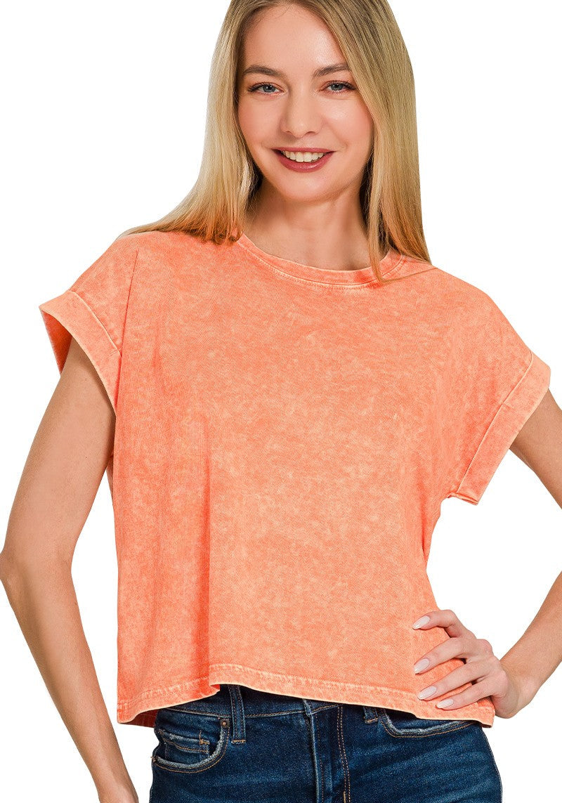 Katelin Mineral Cuffed Sleeve Top