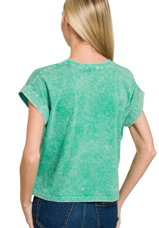 Katelin Mineral Cuffed Sleeve Top