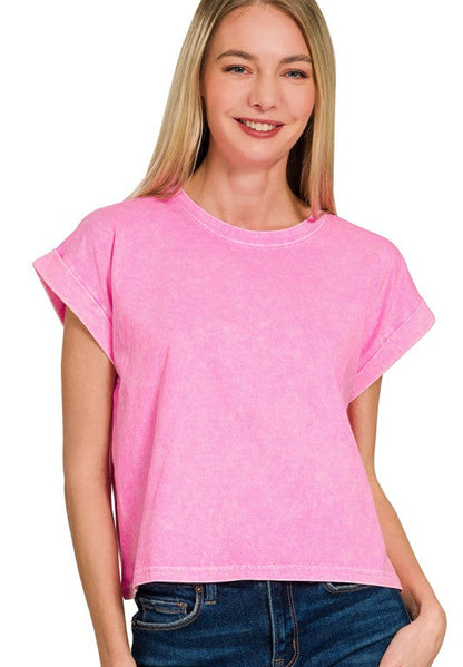 Katelin Mineral Cuffed Sleeve Top