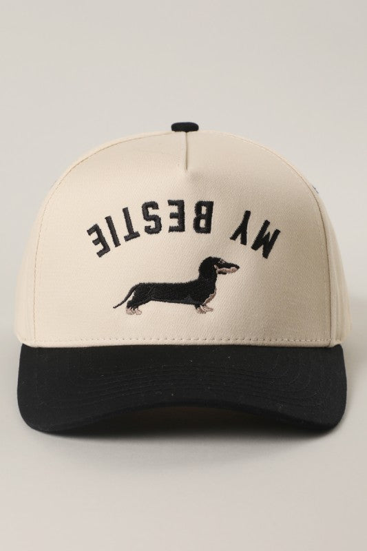My Bestie Dachshund Embroidered Black Hat