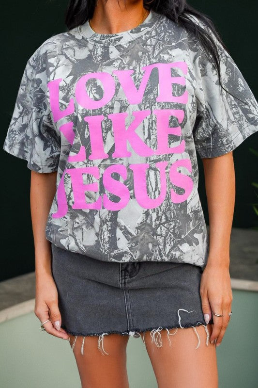 Love Like Jesus Camo Oversized Tee