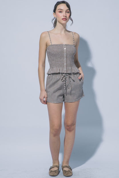 Hannah Smocked Gingham Short Set