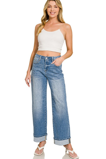 Zenana Matagorda Cuffed Jeans