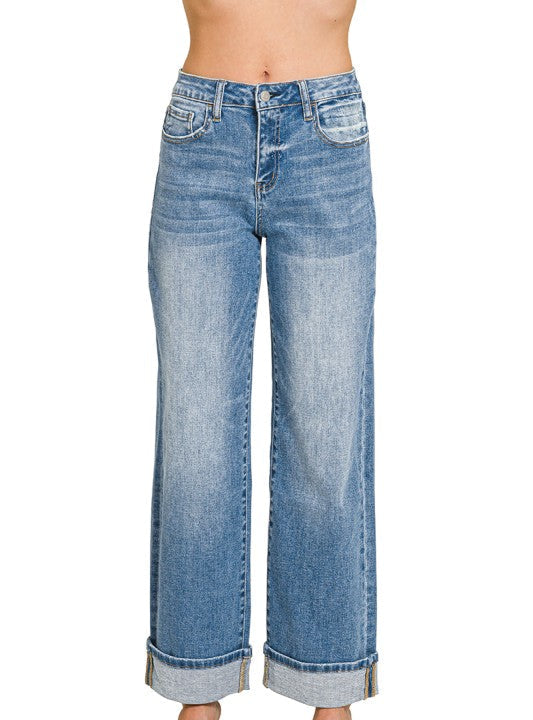 Zenana Matagorda Cuffed Jeans