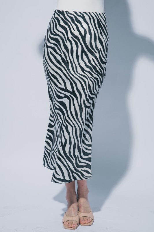 Melanie Zebra Satin Skirt