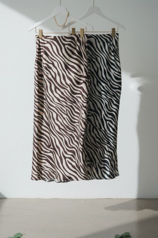 Melanie Zebra Satin Skirt