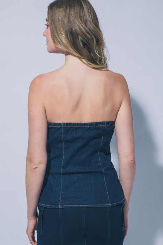 Avalon Strapless Buttondown Top