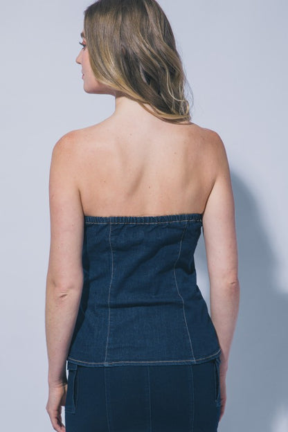 Avalon Strapless Buttondown Top