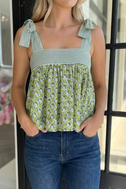 Dooly Floral Striped Top