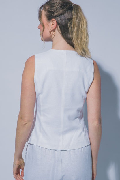 Murphy Khaki Linen Vest