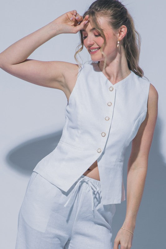 Murphy Khaki Linen Vest