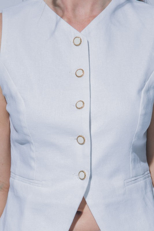 Murphy Khaki Linen Vest